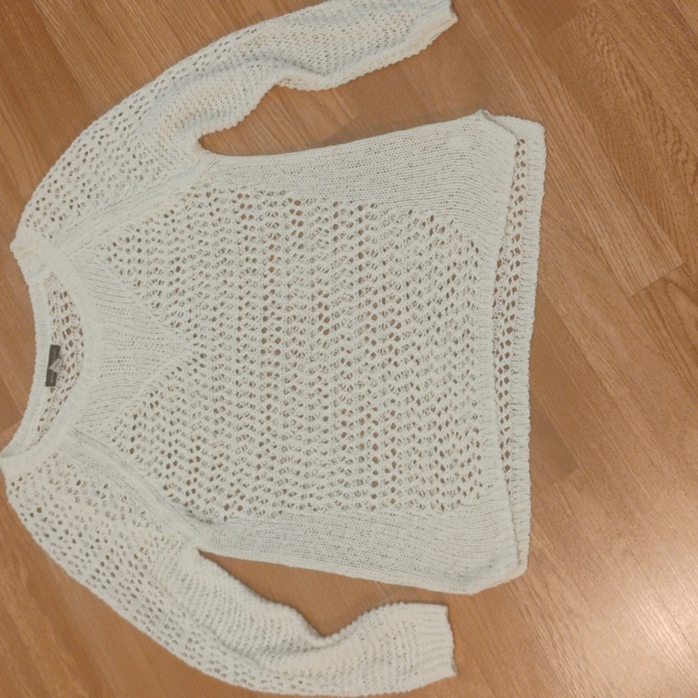 Willi Smith Cream Crochet Sweater Size large